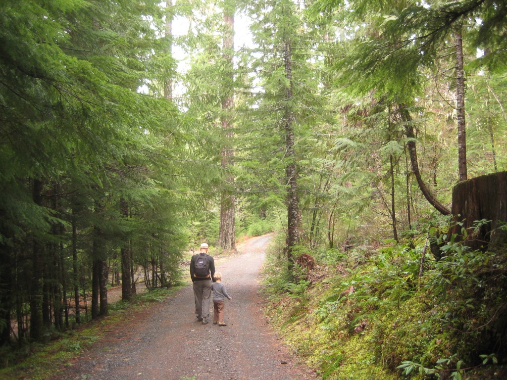 The farmer and the boy, walking through the woods earlier today.