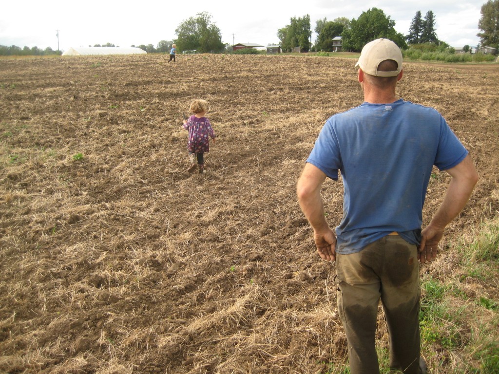 Now time to run back to the house! Big worked up fields are pretty awesome for playing and running in barefooted.