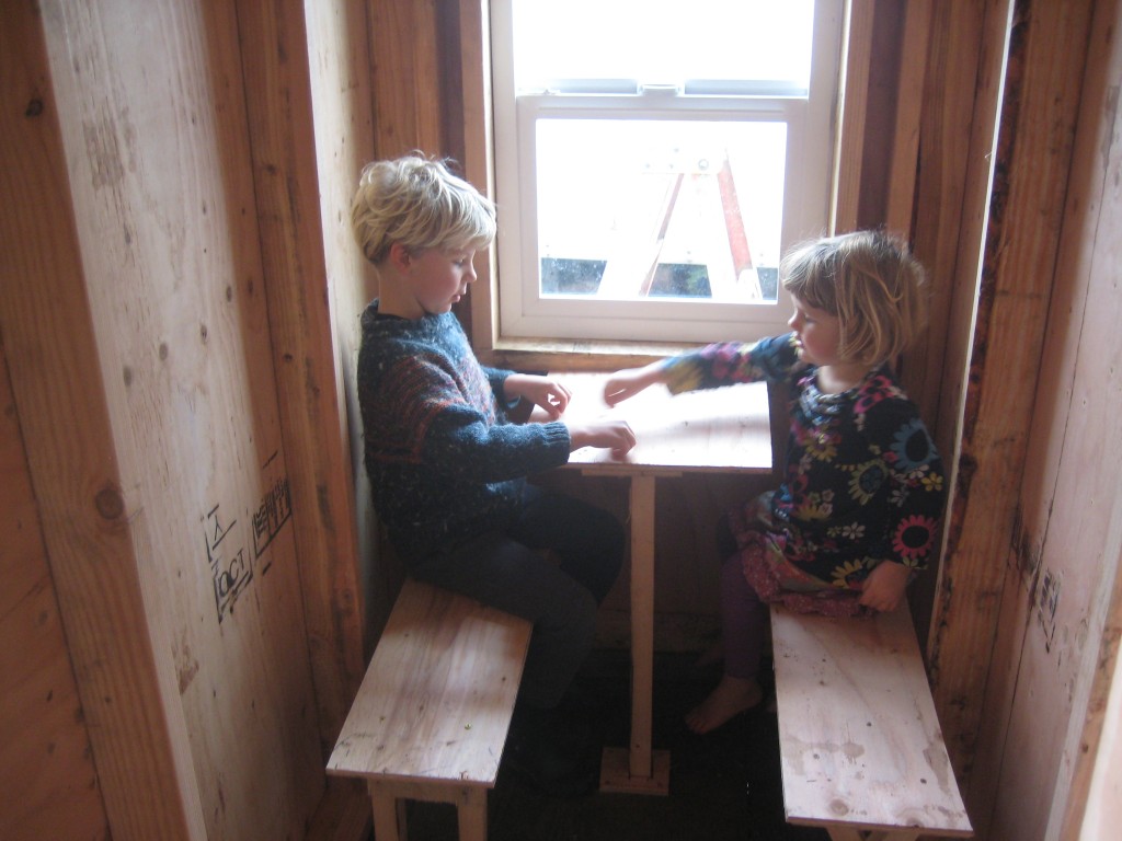 Simple furniture inside the simple little house.