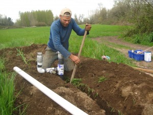 Casey finished installing the final riser at the end of the line just as dinner was ready on Saturday night!