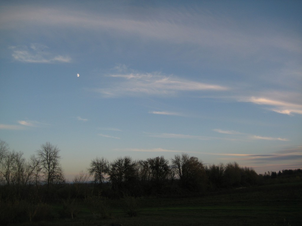 November evening sky over the farm